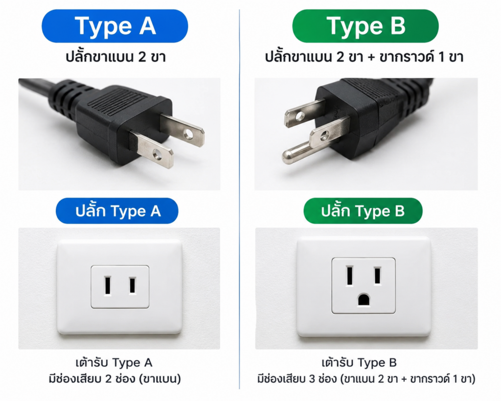 ปลั๊กไฟไต้หวัน Type A และ Type B